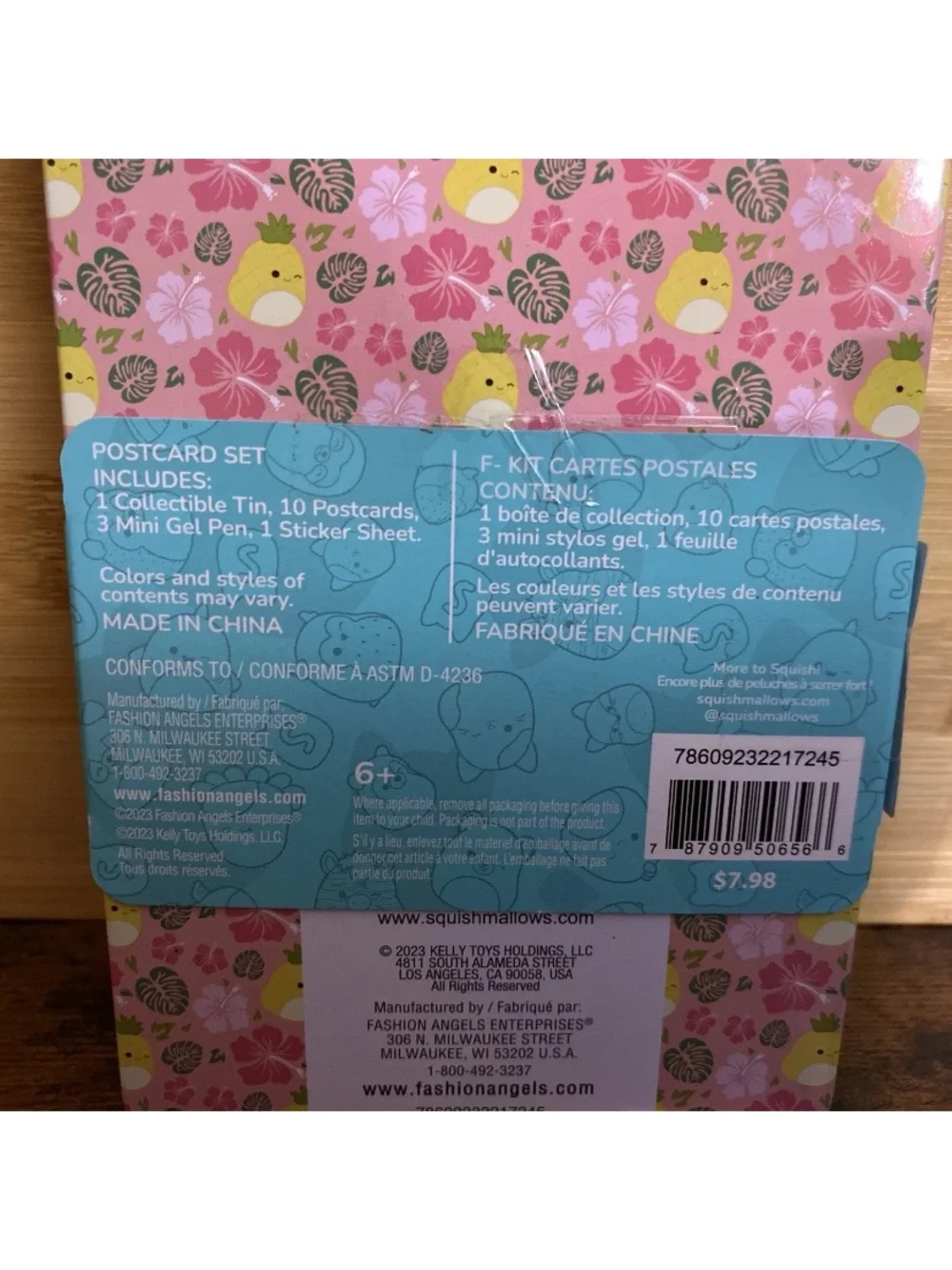 Squishmallows Pineapple Postcard Set 10 Pack Cards, Pen, Stickers & Tin